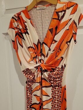TROIS KA Orange & Cream Knot-Front Jumpsuit